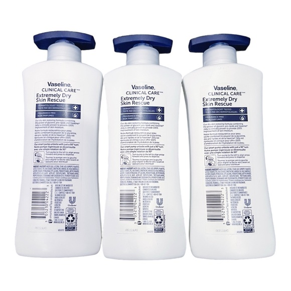 3-PACK VASELINE CLINICAL CARE EXTREMELY DRY SKIN RESCUE BODY LOTION 400ML - Picture 3 of 3